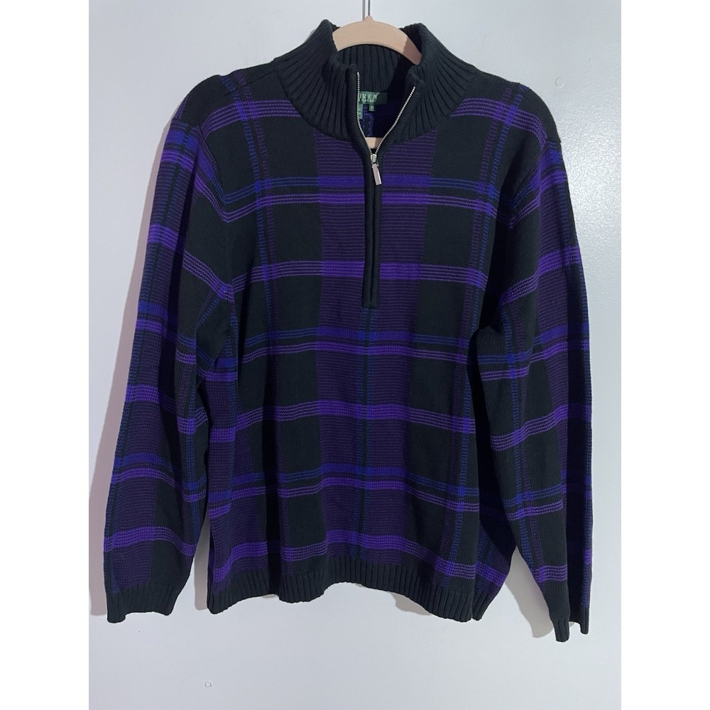 Vtg 90s Ralph Lauren Sweater Womens 2X Dark Academia Preppy Cotton Office
